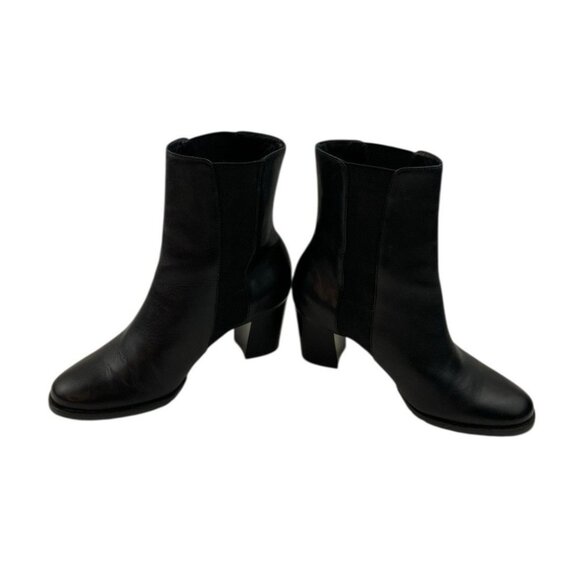 *Cole Haan Boots Womens Size 5B Black Leather Ankle Heeled Quiet Luxury Academia - Picture 11 of 14